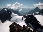 Blick vom Silvrettahorn zum Egghorn und Signalhorn, rechts hinten Piz Linhard