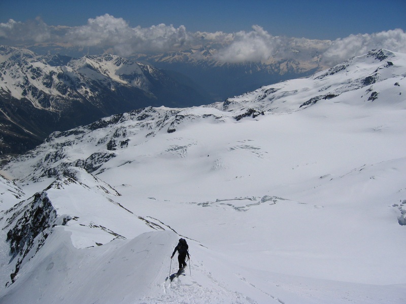Blick von der Zufallspitze auf den Vedretta de la Mare Gletscher