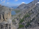 Auch schon vom Ausstiegspunkt ein herrlicher Blick zur Gemmibahnbergstation und dem Daubensee.