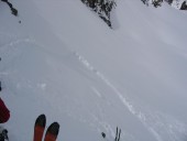 Der Anriss des Schneebrettes betrug bis an die 50cm!