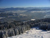 Blick in den verschneiten Bregenzerwald.