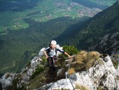 Gitta beim Ausstieg des wunderbaren Pidinger Klettersteigs.