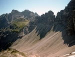 Blick vom Sattel zwischen Hochvogel und Kreuzspitze zum Fuchsensattel