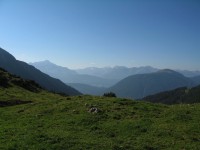 Blick vom Marienbergjoch nach S&uuml;den &uuml;ber das Inntal in die &Ouml;tztaler Alpen.