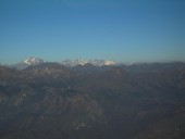Blick vom Monte Serrada zur Bernina Gruppe.