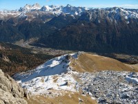 Blick hinab auf die Rotwandh&uuml;tte und dem Col di Ciampac.
