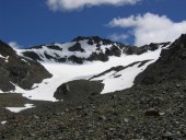 Blick auf den mittlerweile kleinen westl. Gletscher des Scalletahorns.