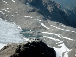Blick auf die schrumpfende Gletscherzunge des Brandner Gletscher