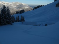 Auf der ersten von drei Touren im Glarus. Hier wenig oberhalb der Alpe Mittler Stafel.