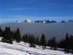 Eindruckvolle Stimmung beim Aufstieg mit Blick zu den Churfirsten