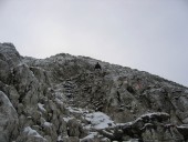 Sehr schnell durchstiegen wir die steile Nordflanke der Oberen Wettersteinspitze.